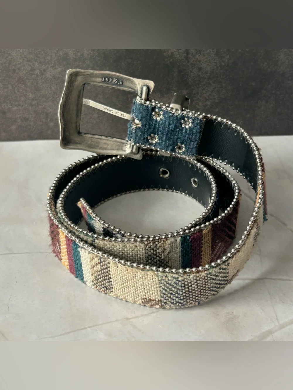 Elite San Francisco Woven Southwestern-Pattern Belt Decorative Silver Accents